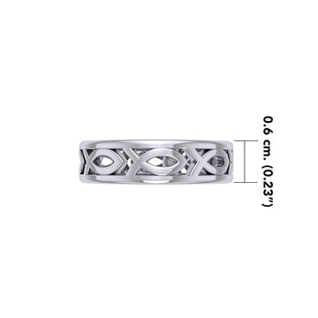 Silver Ichthus Jesus Christian Fish Ring TR1036 - Jewelry